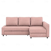 baratos Cobertura de Sofa-Capa de Sofá em Linho com Armazenamento Cor Sólida Capas Acolchoadas em Algodão e Linho