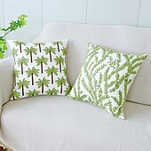 baratos Textured lance travesseiros-Capa de almofada quadrada bordada com padrão de palmeira para quarto, sala de estar, sofá, cadeira