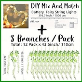 economico Striscie luci a batteria-elegante ricevimento di nozze festa 12 pezzi fiori pendenti di glicine bianco con lucine a led, ghirlanda di glicine artificiale appesa per decorazioni murali di sfondo per feste di nozze
