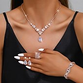 preiswerte Schmucksets-Schmuckset 5 Stück Strass Aleación Haken Ohrringe Halsketten Armbänder Damen Elegant Modisch Zierlich Geometrisch Geometrische Form Schmuck-Set Für Hochzeit Party Jahrestag