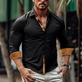 abordables camisa con botones para hombre-Hombre Camisa Camisa de verano Abotonar la camisa Camisa casual Negro Blanco Azul Piscina Verde Ejército Manga Larga Plano Diseño Diario Vacaciones Ropa Moda Casual Cómodo