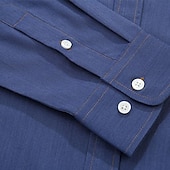 preiswerte Herrenhemd zum Knöpfen-Herren Hemd leinenhemd Hemd aus Baumwollleinen Knopfhemd Strandhemd Blau Dunkelblau Langarm Glatt Kargen Casual Täglich Vordertasche Bekleidung Modisch Komfortabel