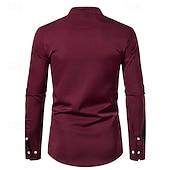 economico camicia da uomo con bottoni-Per uomo Camicia Camicia con colletto cinese Camicia con colletto alla coreana Camicia Estiva Camicia casual Camicia da Spiaggia Nero Bianco Vino Manica Lunga Paisley Blocco di colori Colletto alla
