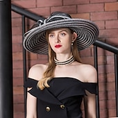 economico Cappelli per feste-cappelli copricapo cappello a secchiello in fibra cappello floscio cappello da sole da sposa casual elegante matrimonio con copricapo bowknot copricapo