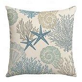 abordables Taies d&#039;Oreiller-Housse de coussin décorative d&#039;été, 1 pièce, taie d&#039;oreiller carrée douce, pour chambre à coucher, salon, canapé, chaise, tortue, algues