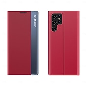 economico Cover Samsung-Custodia per telefono per Samsung Galaxy S24 S23 S22 S21 Ultra Plus A72 S25 Ultra Custodia a corpo intero Auto Sleep  Wake Up Flip magnetico con supporto di colore solido TPU PU