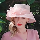 ieftine pălării de petrecere-Palarie In Pălărie Vară Clop Palarie de soare Nuntă Petrecere ceai Elegant Nuntă Cu Culoare Pură Partea Dantela Diadema Articole Pentru Cap