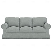 baratos Cobertura de Sofa-Capa de Sofá de 3 Lugares 20% Linho Cor Sólida Acolchoada em Algodão e Linho