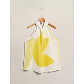 Χαμηλού Κόστους Γραφικό Τανκ-Γυναικεία Φλοράλ Διακοπές Καθημερινά Ρούχα Καθημερινά Αμάνικο Λευκό Άνθινο Στυλ Αμάνικο Λαιμός Καλοκαίρι