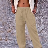 olcso Ünnep-Férfi Vászon nadrág Nadrág Nyári nadrág Strand nadrág Zseb Zsinór Rugalmas derék Sima Mokaszinok Légáteresztő Napi Szabadság Vakáció Hawaii Boho Fekete Fehér