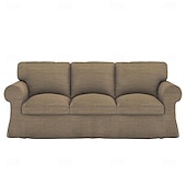 baratos Cobertura de Sofa-Capa de Sofá de 3 Lugares 20% Linho Cor Sólida Acolchoada em Algodão e Linho