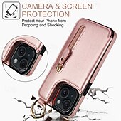 Χαμηλού Κόστους iPhone Θήκες-τηλέφωνο tok Για iPhone 16 iPhone 15 Pro Max iPhone 14 13 12 11 Pro Max Plus Mini SE Θήκη κάρτας πορτοφολιού Φερμουάρ Σταντ ποδηλάτου Υποδοχή κάρτας Ρετρό TPU PU δέρμα