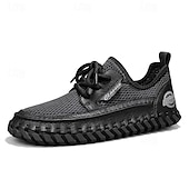 cheap Casual Lace-Up Shoes-Men's Beige Knit Casual Sneakers, Lightweight Lace-Up Comfort Walking Shoes for Daily Wear, Travel, Weekend Leisure and Smart Casual Outfits