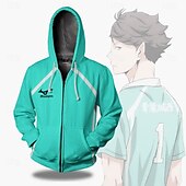 tanie Grafika postaci z kreskówek i filmów-Haikyuu Odzież wierzchnia Powrót do szkoły Rozpinana bluza z kapturem Anime 3D Przednia kieszeń Graficzny Na Dla par Męskie Damskie Dla dorosłych Bal maskowy Powrót do szkoły Druk 3D Sport Codzienne