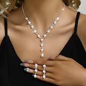 abordables Conjuntos de joyas-Juego de Joyas 4 piezas Perla Artificial Brillante Pendientes Collare Pulseras Mujer Elegante Moda Estilo lindo Geométrico Forma Geométrica Conjunto de joyas Para Boda Fiesta Aniversario