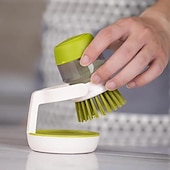 baratos Utensílios para o Lar-escova de limpeza de pressão multifuncional, esponja de distribuição automática de líquidos escova de prato: purificador de panela de cozinha com óleo antiaderente com dispensador de detergente