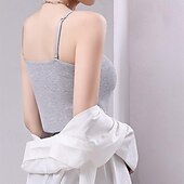 preiswerte Tank-Shirts &amp; kurze Jäckchen für Damen-Damen Unterhemd Trägertop Basic ärmellose reguläre Oberteile Trägerlos Weiß Braun Grau Sommer