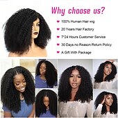 economico Parrucche di capelli veri senza cuffia-Cappelli veri Parrucca Corto Lungo Medio Afro crespo Afro Kinky Riccio Con frangia Nero Colore Naturale Natura nera Migliore qualità Molto spesso Attaccatura dei capelli naturale A macchina Senza