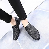 voordelige Hereninstappers &amp; loafers-Voor heren Instappers en instappers Paillet Jurk schoenen Wandelen Zakelijk Britse heer Bruiloft Toimisto &amp; ura Feesten &amp; Uitgaan Synthetisch Leder Comfortabel Anti-slip Leegloper Zilver Zwart Rood