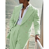 abordables Costumes décontractés-Costumes de mariage pour hommes en seersucker d&#039;été vert pomme champagne coloré uni coupe standard 2 pièces simple boutonnage deux boutons