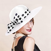economico Cappelli per feste-Cappelli Fibra Bombetta / Cappello a cloche Cappello a secchiello Cappello di paglia Matrimonio Tè Elegante Matrimonio Con Fiocco Pois Copricapo Copricapo