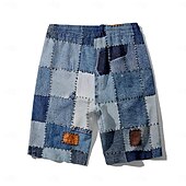 baratos Impressão Geométrica-Homens Ganga Costura em bloco de cores Calção Justo de Natação Shorts de Natação Bermuda de Surf Cintura Média Havaiana Casual Feriado Praia Com Cordão com forro de malha Cintura elástica Designer