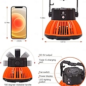 cheap Camping Lights &amp; Lanterns-Battery Operated Fan with Light for Camping Tent &amp; Hammock, 2 in 1 Remote USB Rechargeable Small Desk Fan With LED Lighting &amp; Hanging Hook for Outdoor Camping, Office