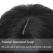 economico Parrucche trendy sintetiche-parrucche nere per le donne parrucche di capelli ricci ondulati lunghi da 18 pollici con frangia parrucche sintetiche di ricambio parrucca in fibra resistente al calore costume da festa