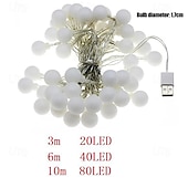 お買い得  USB電源-LEDストリングライト3m-20led6m-40led10m-80ledボールライトusb電球ライトストリング防水屋外結婚式クリスマス休暇