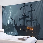 billiga Ocean Beach Gobeläng-piratskepp hängande gobeläng väggkonst stor gobeläng väggmålning dekor fotografi bakgrund filt gardin hem sovrum vardagsrum dekoration