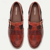 cheap Premium Leather Sandals-Men&#039;s Sandals Loafers &amp; Slip-Ons Leather Shoes Leather Italian Full-Grain Cowhide Breathable Comfortable Slip Resistant Elastic Band Slip-on Buckle Brown