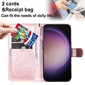 cheap Samsung Cases-Phone Case For Samsung Galaxy S24 S23 S22 S21 S20 Ultra Plus FE A54 A34 A14 Note 20 10 S25 Ultra Wallet Case Magnetic Full Body Protective with Wrist Strap Cat Bee TPU PU Leather