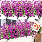 abordables Plantes et Fleurs Artificielles-Paquet de 20 décorations extérieures de fleurs artificielles - buissons en plastique résistant aux UV et fausses fleurs pour la décoration extérieure