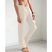 economico Casa-Per uomo Pantaloni di lino Pantaloni Pantaloni estivi Pantaloni da spiaggia Tasche A cordoncino Vita elastica Liscio Comfort Traspirante Giornaliero Per eventi Da mare Hawaiano Boho Nero Bianco