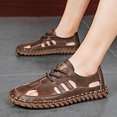 abordables sandales d'extérieur-Sandales beiges en similicuir pour homme, confortables et élégantes, idéales pour les vacances à la plage et l'été.