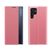 economico Cover Samsung-Custodia per telefono per Samsung Galaxy S24 S23 S22 S21 Ultra Plus A72 S25 Ultra Custodia a corpo intero Auto Sleep  Wake Up Flip magnetico con supporto di colore solido TPU PU
