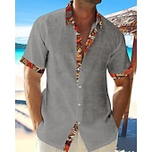 economico camicia da uomo con bottoni-Per uomo Camicia Camicia Estiva Camicia casual Camicia da Spiaggia Camicia con Bottoni Bianco Rosa Azzurro cielo Grigio Manica Corta Blocco di colori Tribale Bavero Vacanza Camicia hawaiana Splice