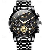abordables Montres à quartz-Olevs – montre-bracelet lumineuse pour hommes, chronographe lumineux, indication 24 heures, à quartz, ceinture en acier, étanche, nouvelle collection