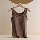preiswerte Tank-Shirts &amp; kurze Jäckchen für Damen-Damen Top Camisole Basic Ärmellos Reguläre Tops Rundhalsausschnitt Schwarz Weiß Braun Grau Sommer