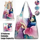 cheap Handbag &amp; Totes-Women&#039;s Large Abstract Floral Print Tote Bag – Reusable Foldable Shopping Bag with Artistic Design for Everyday Use