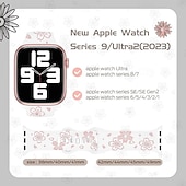 Недорогие Ремешки для часов Apple-цветок с гравировкой Совместим с Ремешок для часов Apple Watch 38мм 40мм 41мм 42мм 44мм 45мм 49мм Прочный Пряжка-бабочка силиконовый Сменный ремешок для часов для iwatch Ultra 2 Series 9 8 7 SE 6 5 4