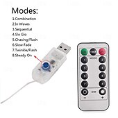 tanie Zasilane przez USB-Eleganckie weselne przyjęcie ledowe girlandy świetlne z USB, 3m/5m/10m pełne gwieździste światełka z pilotem 8 trybów do ogrodu bożonarodzeniowego&amp;amp;wystrój weselny