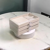 billiga Smyckesförvaring-trelagers genomskinlig förvaringsbox för smycken i akryl: multifunktionellt vitrinskåp för ringar, halsband, armband, perfekt för förvaring och visning av skrivbordssmycken