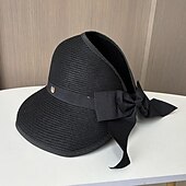 olcso Buli kalapok-Kalap Fejfedők Akril / Pamut Szalma Halász sapka Szalmakalap Hétköznapi Szabadság Elegáns Retro Val vel Csokor Tiszta Szín Sisak Fejfedők