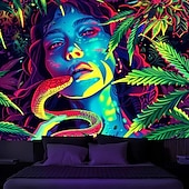 economico Arazzi Blacklight-arazzo a luce nera uv reattivo fosforescente festa fosforescente neon donna marijuana psichedelico psichedelico nebbioso appeso arazzo arte murale per soggiorno