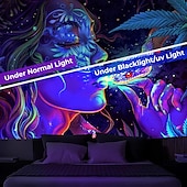 economico Arazzi Blacklight-arazzo a luce nera uv reattivo fosforescente festa fosforescente neon donna marijuana psichedelico psichedelico nebbioso appeso arazzo arte murale per soggiorno