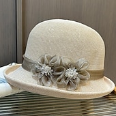 economico Fascinatori &amp; Cappelli-fascinators berretto Copricapo Acrilico / cotone Paglia Cappello a bombetta / cloche Cappelli da pescatore Cappello di paglia Informale Per eventi Elegante Vintage Con Con diamantini Piume Copricapo