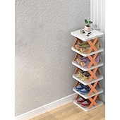 cheap Home Storage &amp; Hooks-Multilayer Tier Narrow Shoe Rack, Small Vertical Shoe Stand, Space Saving DIY Free Standing Shoes Storage Organizer for Entryway, Closet, Hallway, Easy Assembly and Stable in Structure
