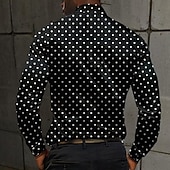 cheap Men's Satin Shirt-Men's Satin Shirt Dress Shirt Button Up Shirt Polka Dot Vacation Daily Black Blue Long Sleeve Turndown Summer Spring Clothing Apparel Buttons