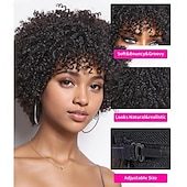 economico Parrucche di capelli veri senza cuffia-parrucche corte ricci per le donne nere nessuna parrucca del merletto pixie cut parrucche corte dei capelli umani per le donne nere parrucche dei capelli umani taglio pixie parrucche piene di capelli